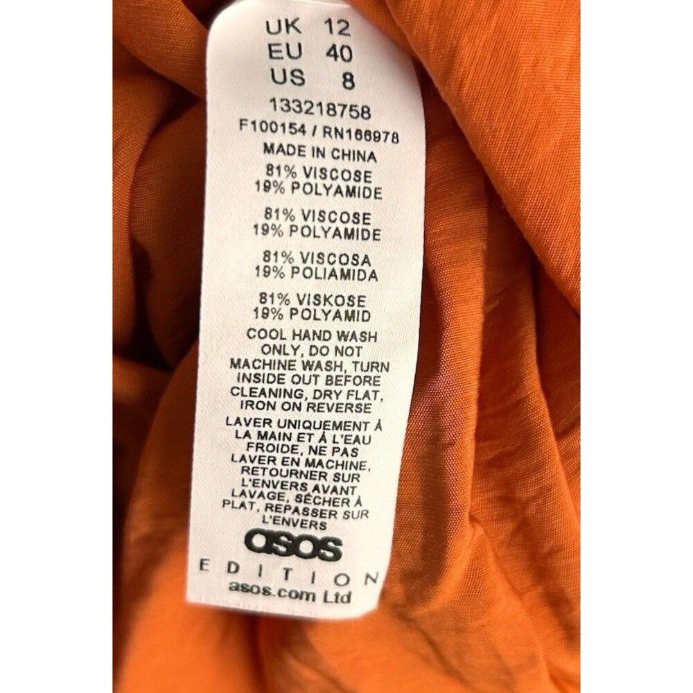 Asos Memory Structured Draped Mini Dress orange US 8 UK 12 - Picture 11 of 12
